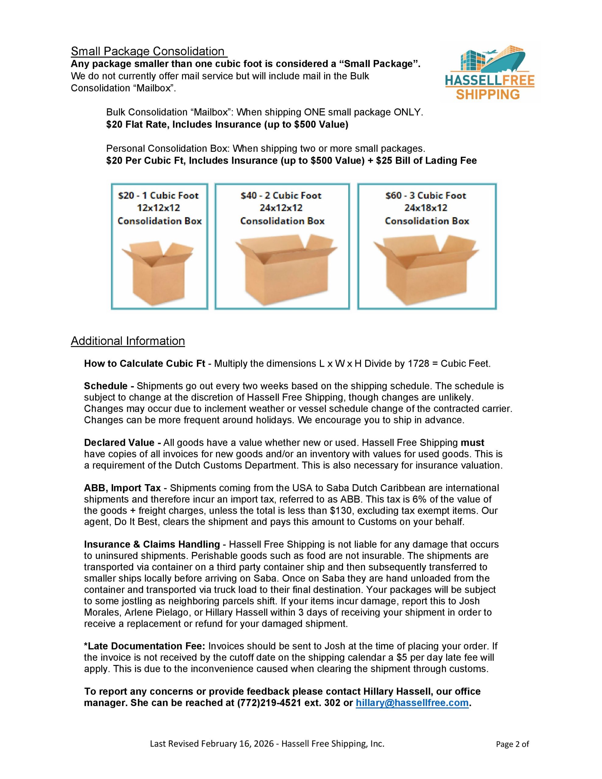Shipping to Saba Information Revised 2.16.2026 Page 2